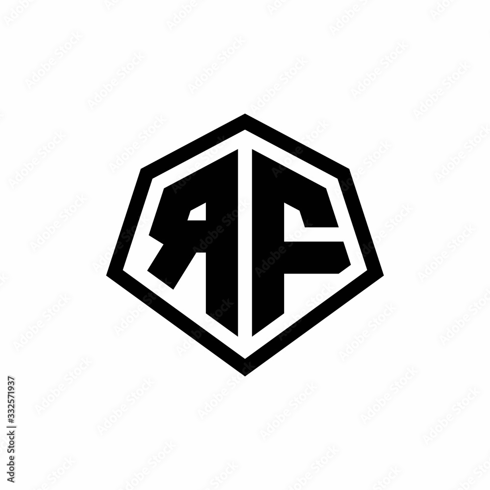 RF monogram logo with hexagon shape and line rounded style design template RF monogram logo with hexagon shape and line rounded style design template