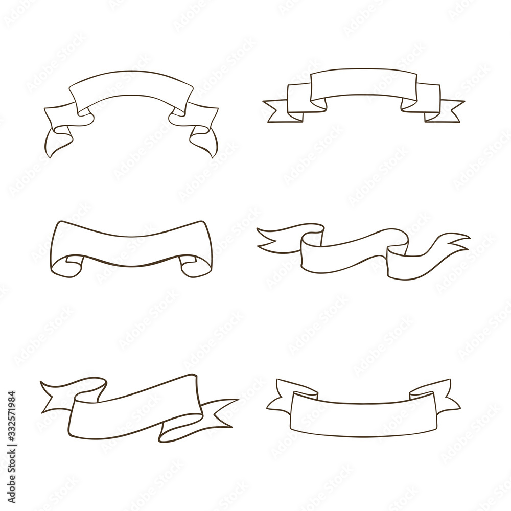 A set of ribbons painted. Vector illustration