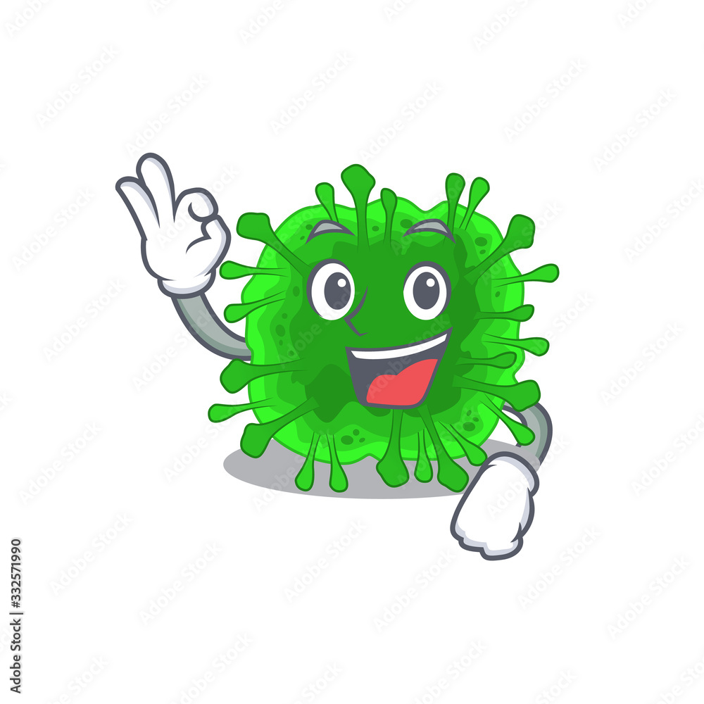 Minunacovirus cartoon character design style making an Okay gesture Minunacovirus cartoon character design style making an Okay gesture