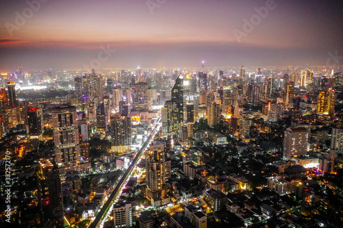 Photography Bangkok Aerial view, above Sukhumvit and Thonglor district in Thailand