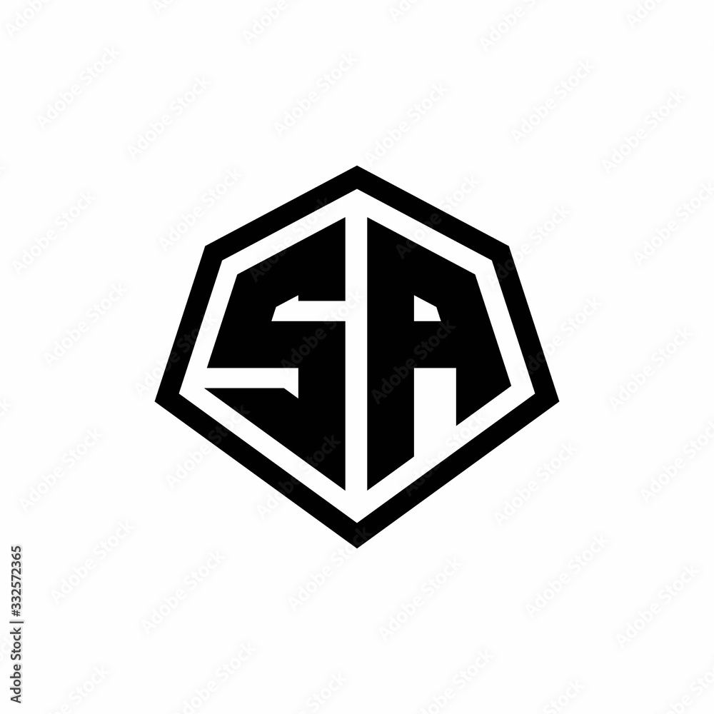 SA monogram logo with hexagon shape and line rounded style design template SA monogram logo with hexagon shape and line rounded style design template