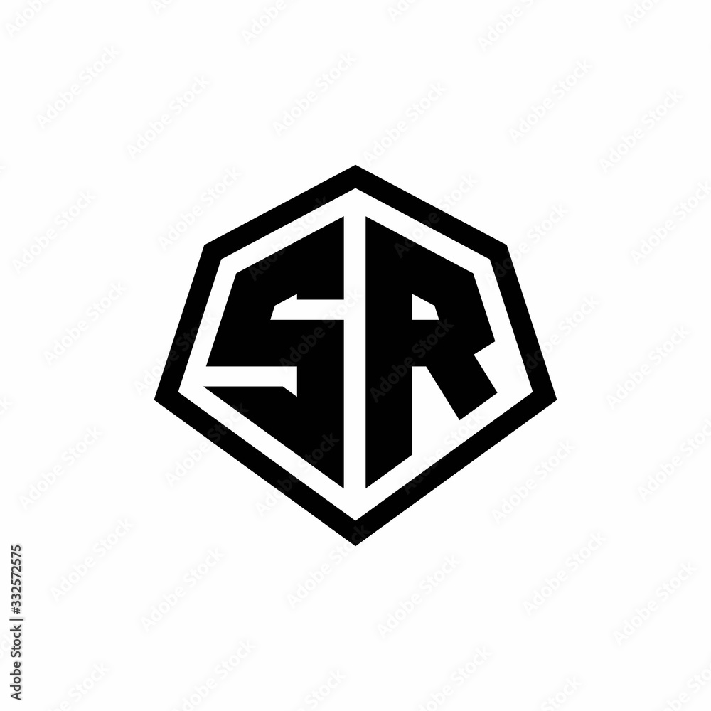 SR monogram logo with hexagon shape and line rounded style design template SR monogram logo with hexagon shape and line rounded style design template