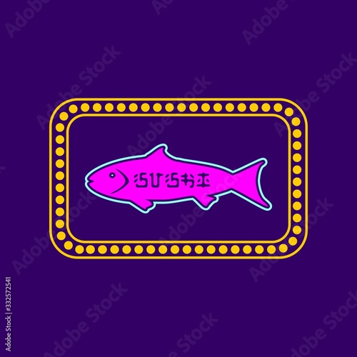 Icon style illustration of asian street fast food bar or shop
