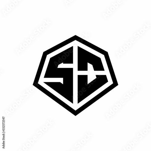 SO monogram logo with hexagon shape and line rounded style design template