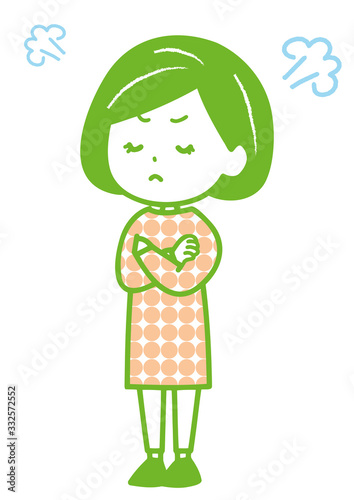 怒った女性　ポーズ　イラスト