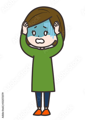 ショックを受ける女性　ポーズ　イラスト
