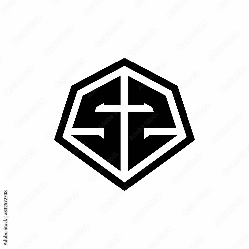 SZ monogram logo with hexagon shape and line rounded style design template SZ monogram logo with hexagon shape and line rounded style design template