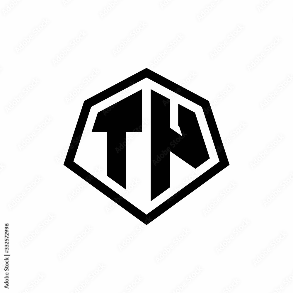 TN monogram logo with hexagon shape and line rounded style design template TN monogram logo with hexagon shape and line rounded style design template