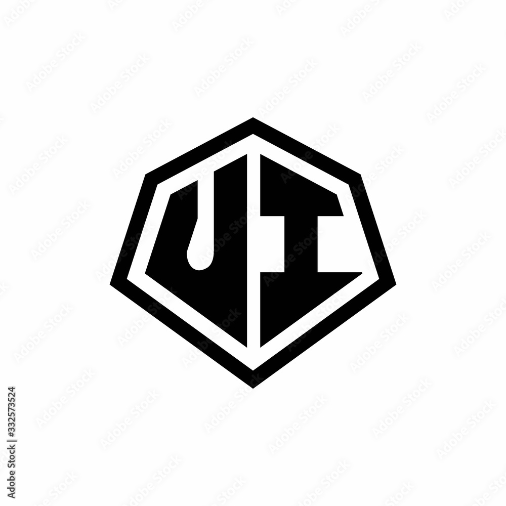UI monogram logo with hexagon shape and line rounded style design template UI monogram logo with hexagon shape and line rounded style design template