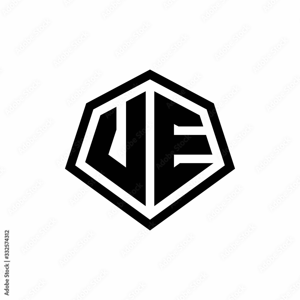 VE monogram logo with hexagon shape and line rounded style design template VE monogram logo with hexagon shape and line rounded style design template