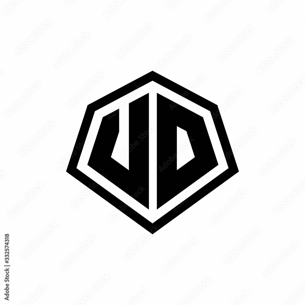 VD monogram logo with hexagon shape and line rounded style design template VD monogram logo with hexagon shape and line rounded style design template