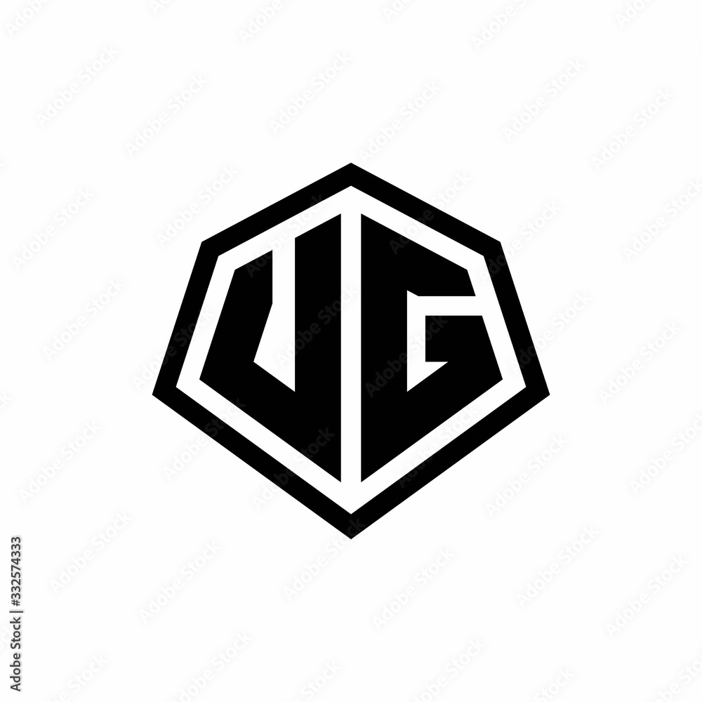 VG monogram logo with hexagon shape and line rounded style design template VG monogram logo with hexagon shape and line rounded style design template