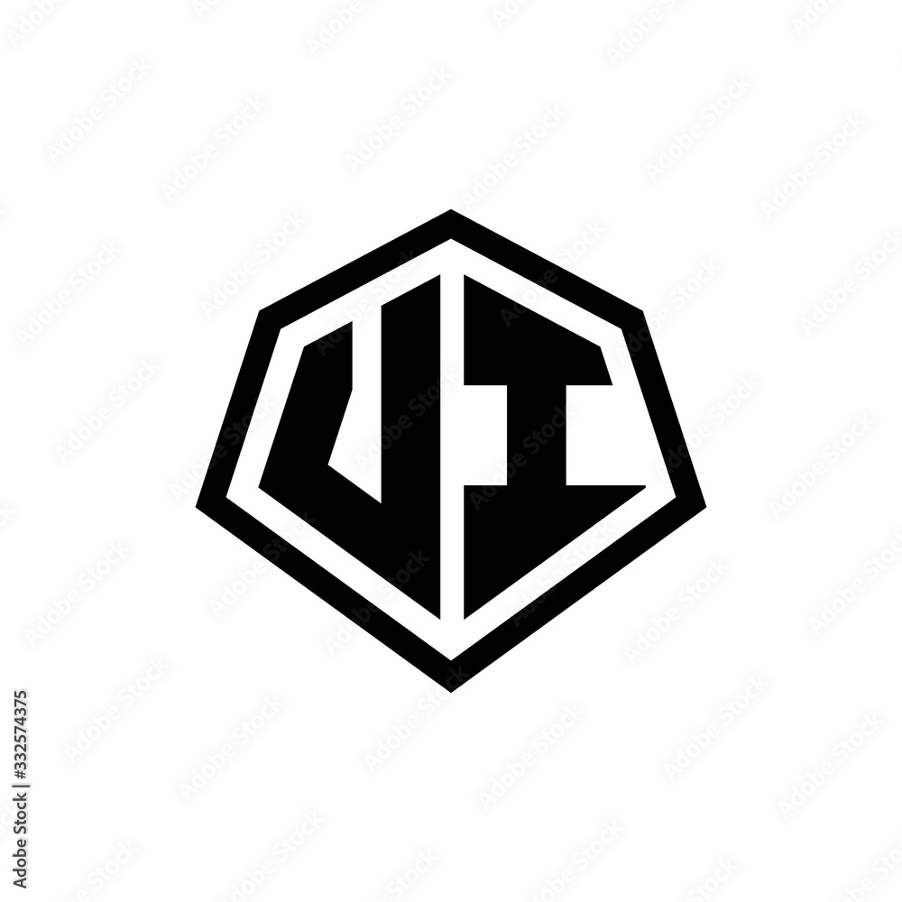 VI monogram logo with hexagon shape and line rounded style design template VI monogram logo with hexagon shape and line rounded style design template