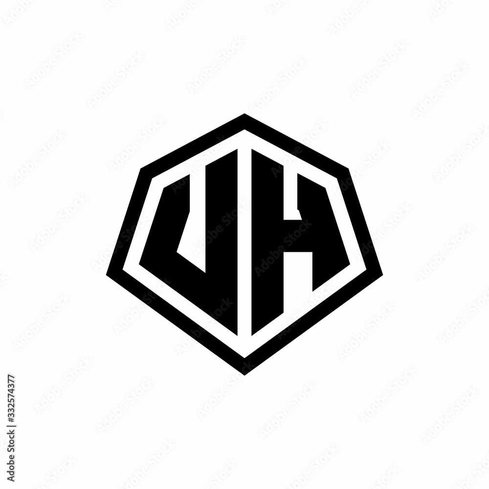 VH monogram logo with hexagon shape and line rounded style design template VH monogram logo with hexagon shape and line rounded style design template