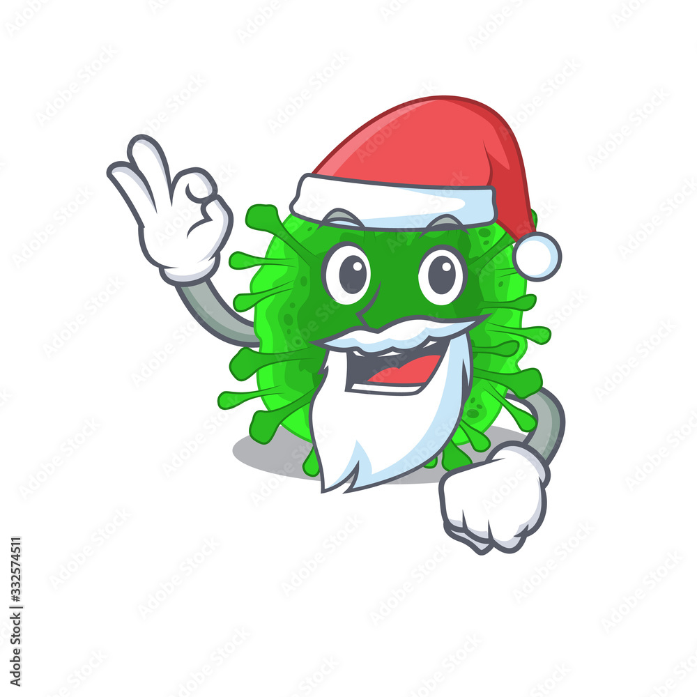 Obraz premium Minunacovirus in Santa cartoon character design showing ok finger