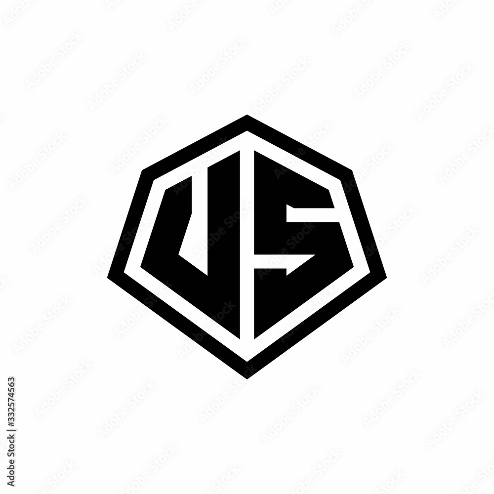 VS monogram logo with hexagon shape and line rounded style design template VS monogram logo with hexagon shape and line rounded style design template
