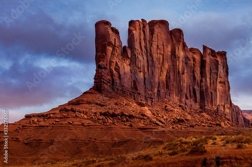 Rugged rock formation in Monument Valley