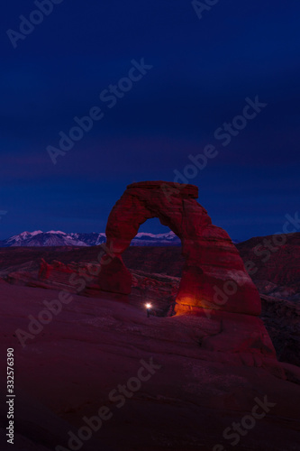 Delicate Arch in Arches National Park at twilight