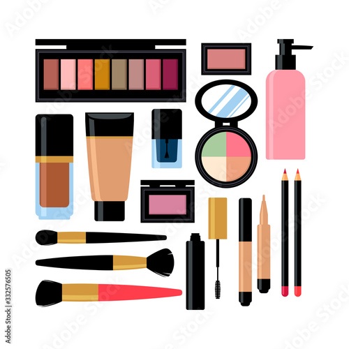 set of diiferent cosmetic products