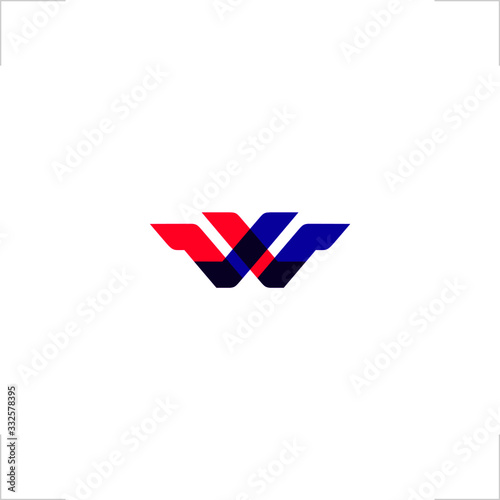 initial W X letter logo crossed design