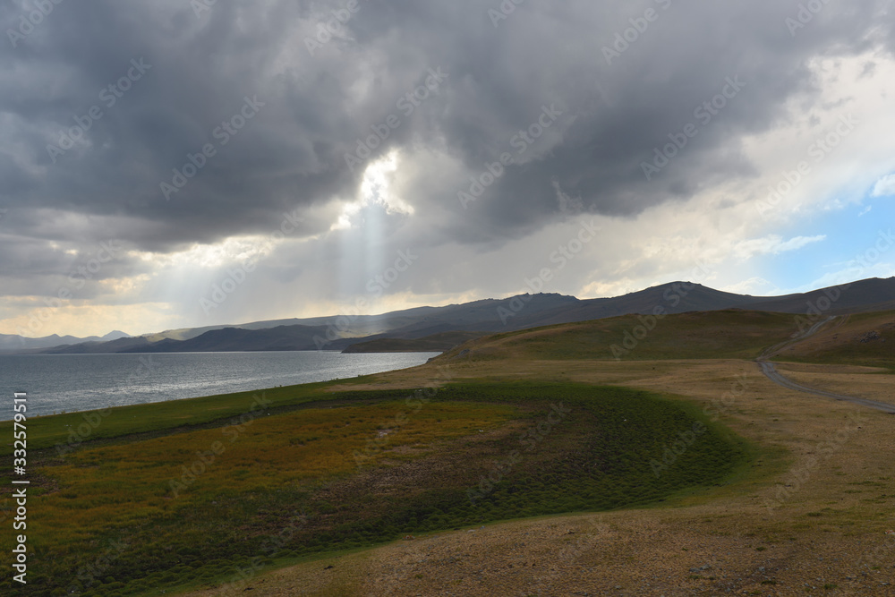 Kyrgyzstan, mountains scenery Song Kol lake Kyrgyzstan, mountains scenery Song Kol lake