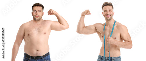 Young man before and after ...