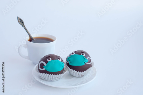 cake and coffee on a light background
