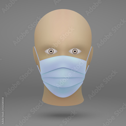 head with medical face mask