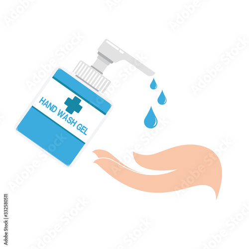 Disinfection. Hand sanitizer bottle, washing gel. Vector illustration