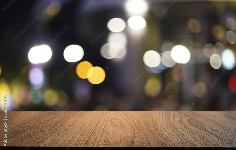 Wood Table Top in Blur Background room interior with empty copy space. Wood Table Top in Blur Background room interior with empty copy space.