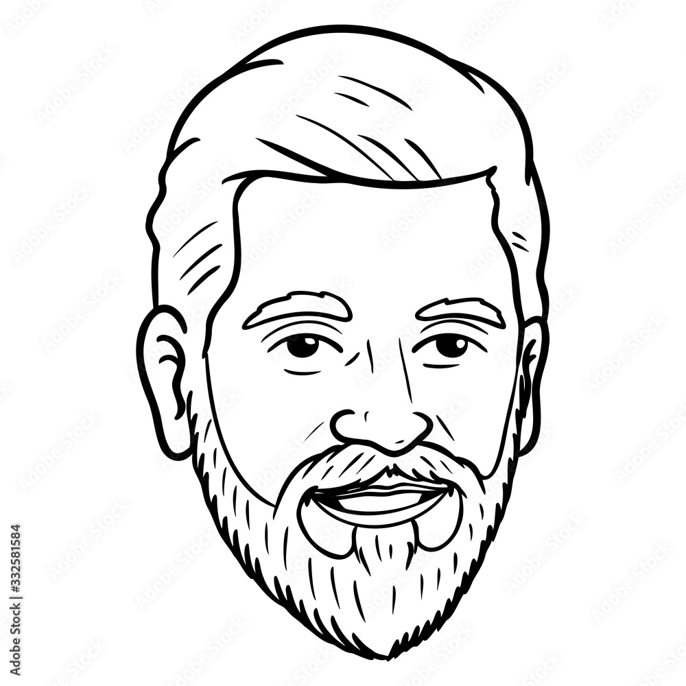 men's head with full beard and short hair.