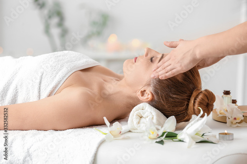 Beautiful woman receiving m...