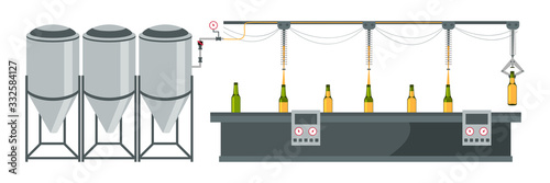 Distillery plant, brewery flat vector illustration