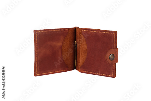 Natural leather wallet isolated on a white background