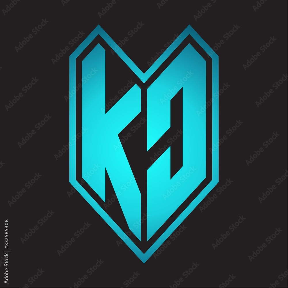 KC Logo monogram with emblem line style isolated on blue gradient colors KC Logo monogram with emblem line style isolated on blue gradient colors