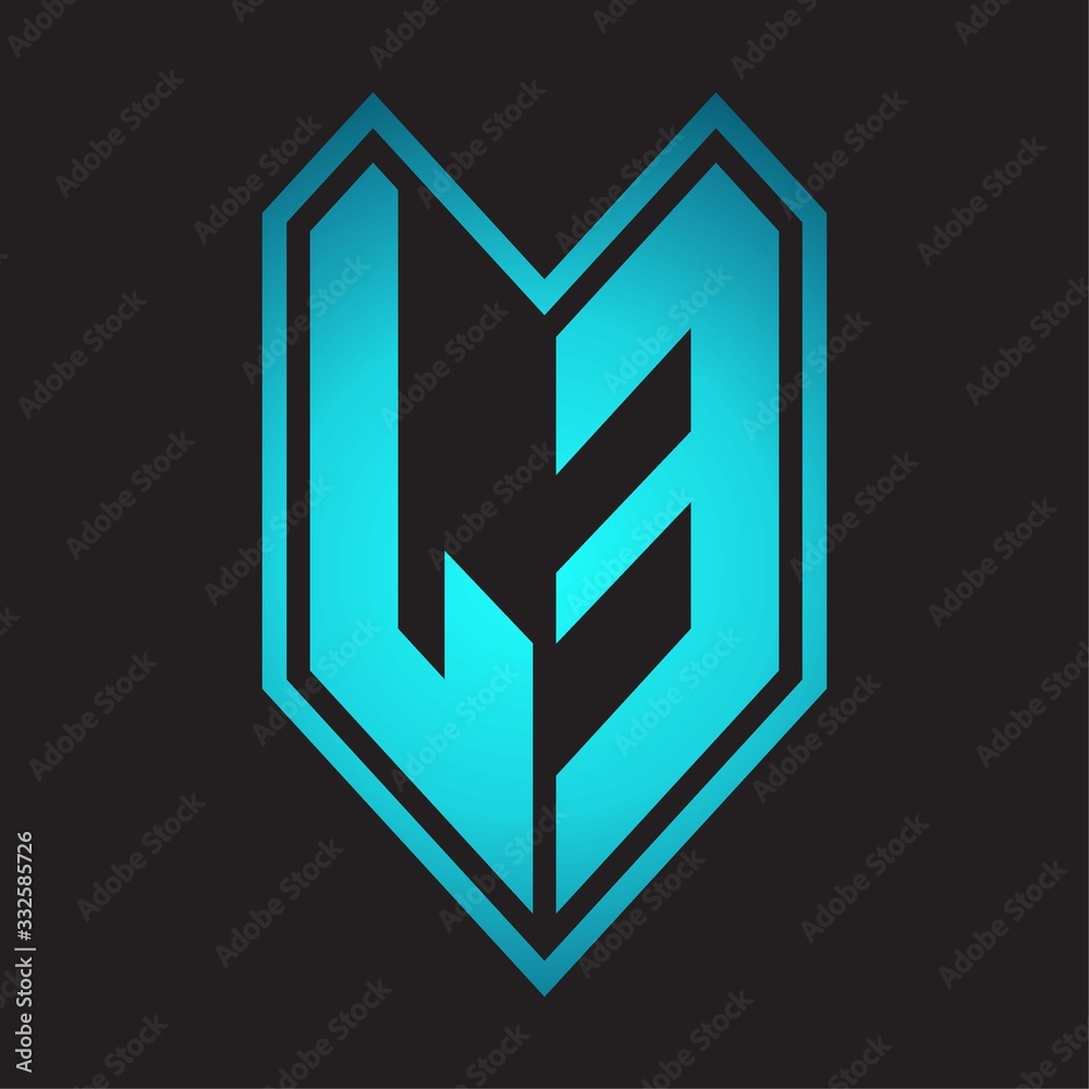 LE Logo monogram with emblem line style isolated on blue gradient colors LE Logo monogram with emblem line style isolated on blue gradient colors