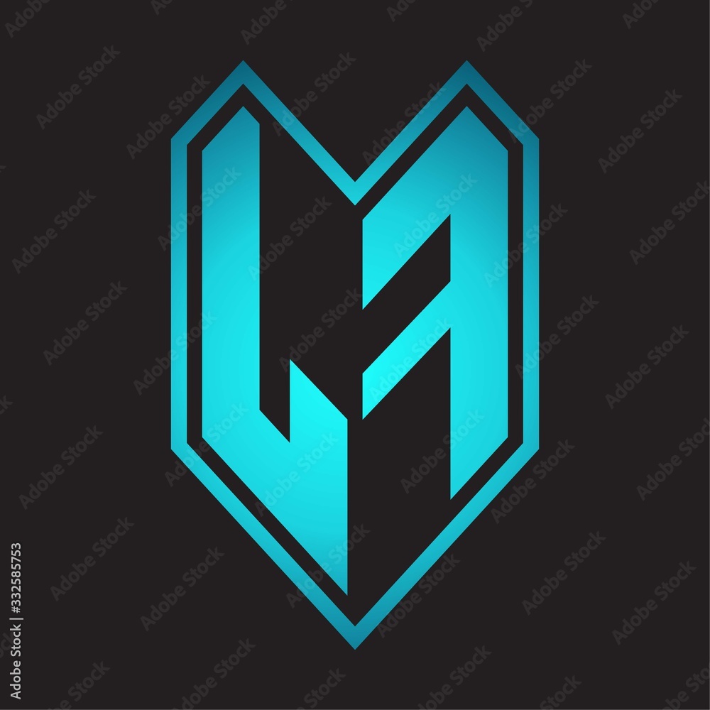 LF Logo monogram with emblem line style isolated on blue gradient colors LF Logo monogram with emblem line style isolated on blue gradient colors