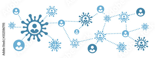 Covid-19 infection network and infected locations. Coronavirus healthcare banner. Infection of polygons infographics