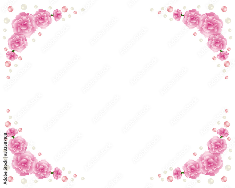 background illustration of pearls and carnations
