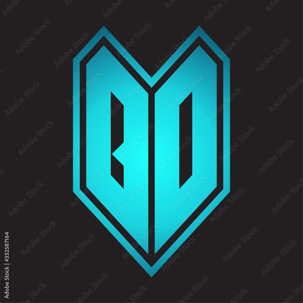 QD Logo monogram with emblem line style isolated on blue gradient colors QD Logo monogram with emblem line style isolated on blue gradient colors