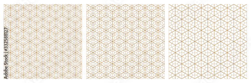 Seamless geometric pattern based on traditional Japanese style kumiko.A set of three patterns.