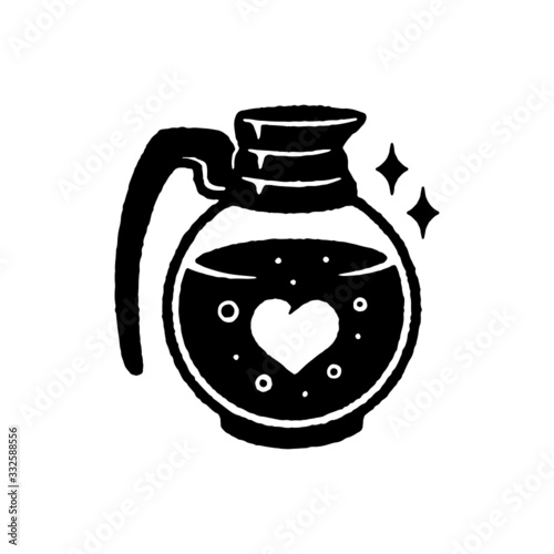 COFFEE POT WITH HEART BLACK WHITE BACKGROUND