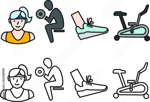 healty lifestyle colorful icons set vector