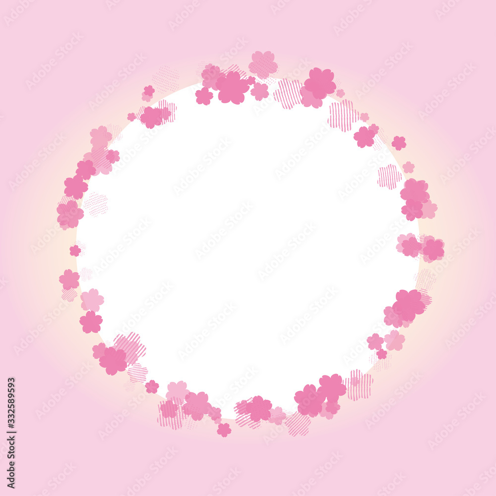 メッセージカードデザイン　桜のフレーム　円