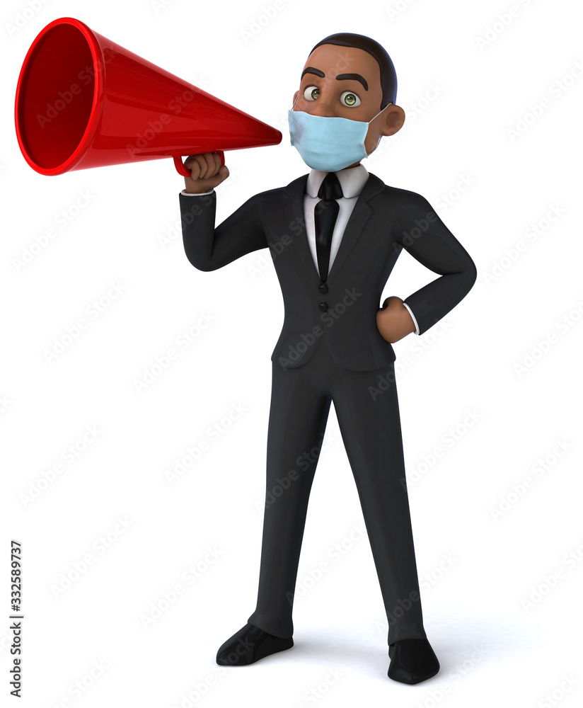 3D illustration of a cartoon character with a mask 3D illustration of a cartoon character with a mask