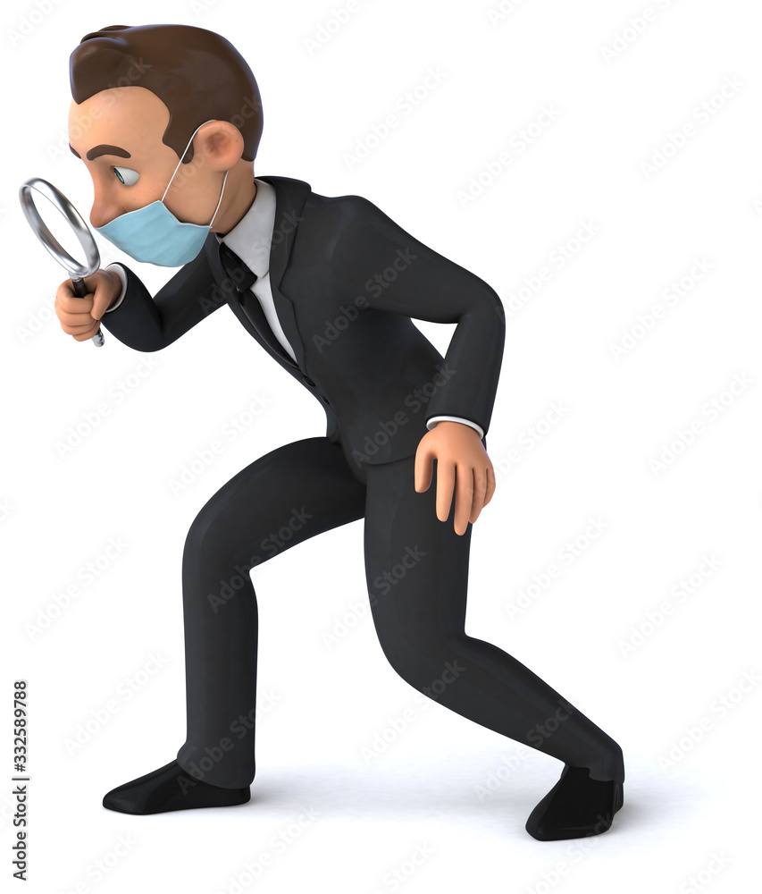 3D illustration of a cartoon character with a mask 3D illustration of a cartoon character with a mask