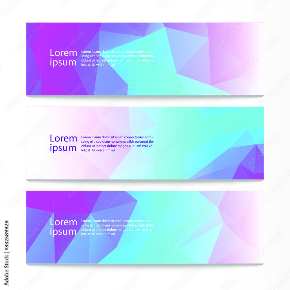 Modern banners background set. Vector abstract geometric design web template.
