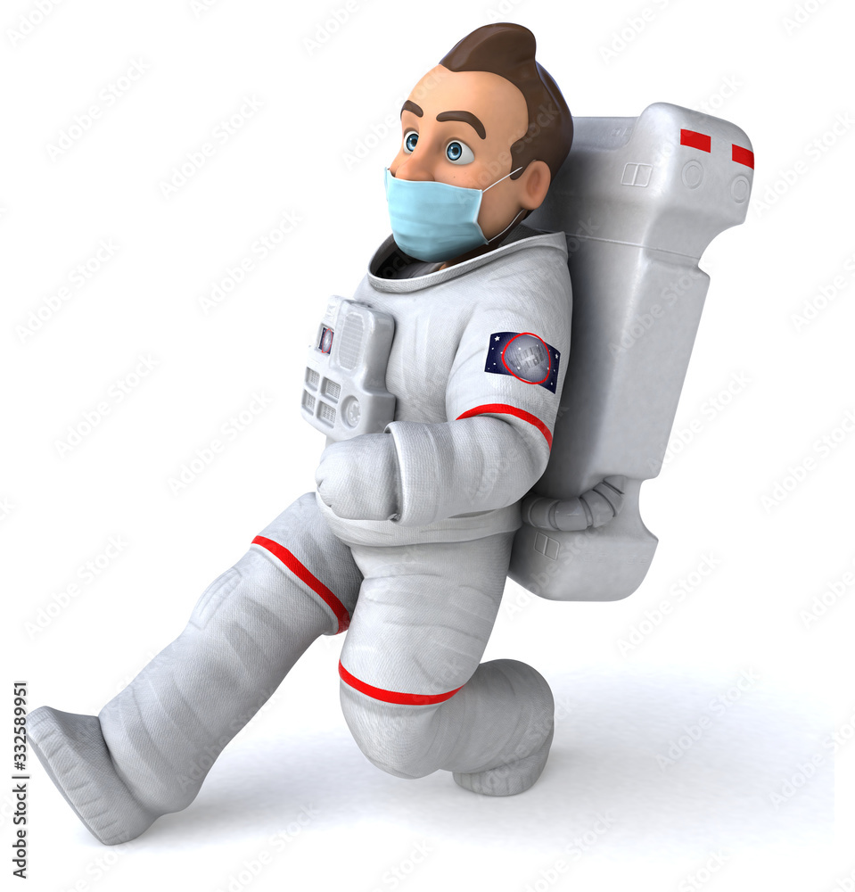 3D illustration of a cartoon character with a mask 3D illustration of a cartoon character with a mask