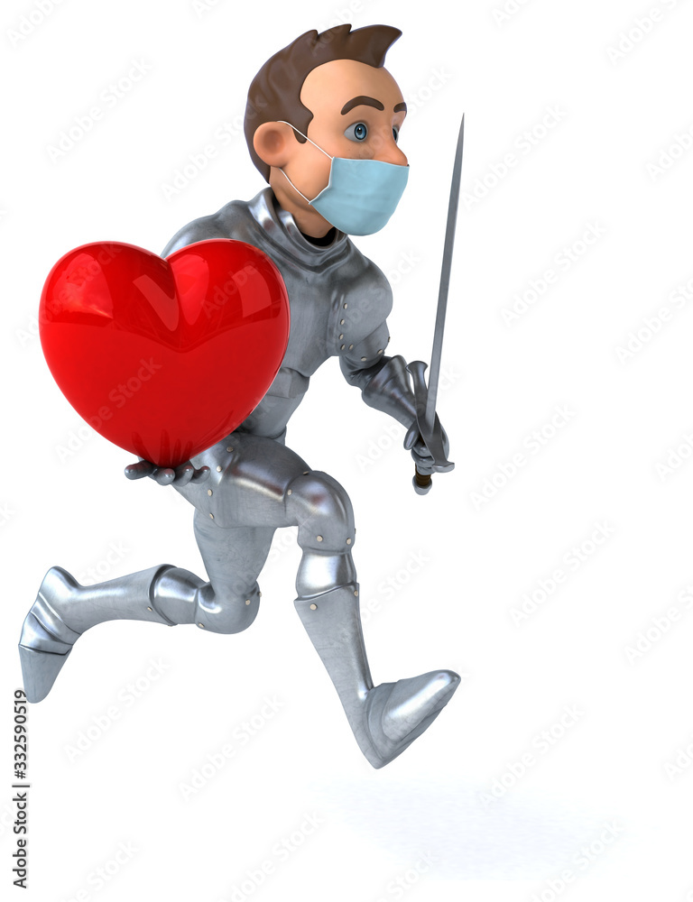 3D illustration of a cartoon character with a mask