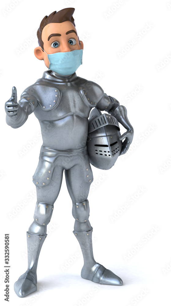 3D illustration of a cartoon character with a mask 3D illustration of a cartoon character with a mask